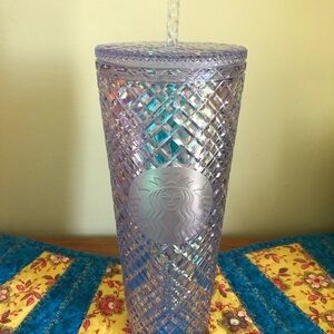 Starbucks White Clear Pearl Textured Tumbler 24oz cold cup Jeweled Venti New